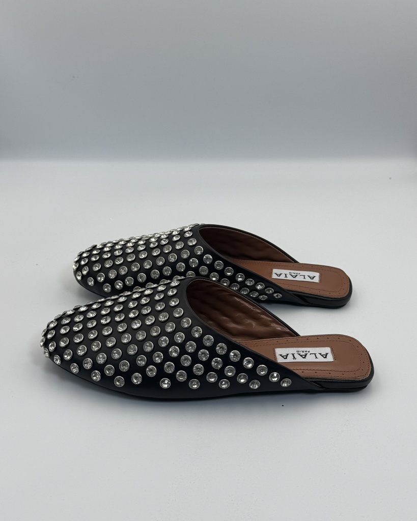 Alaia Crystal-Embellished Leather Mull