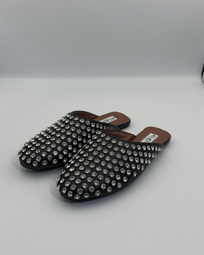 Alaia Crystal-Embellished Leather Mull
